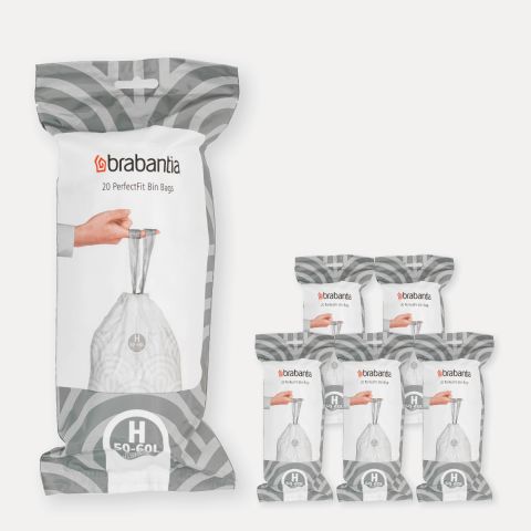 PerfectFit Bin Bags Code H (50-60 litre), 6 Rolls with 20 Bags