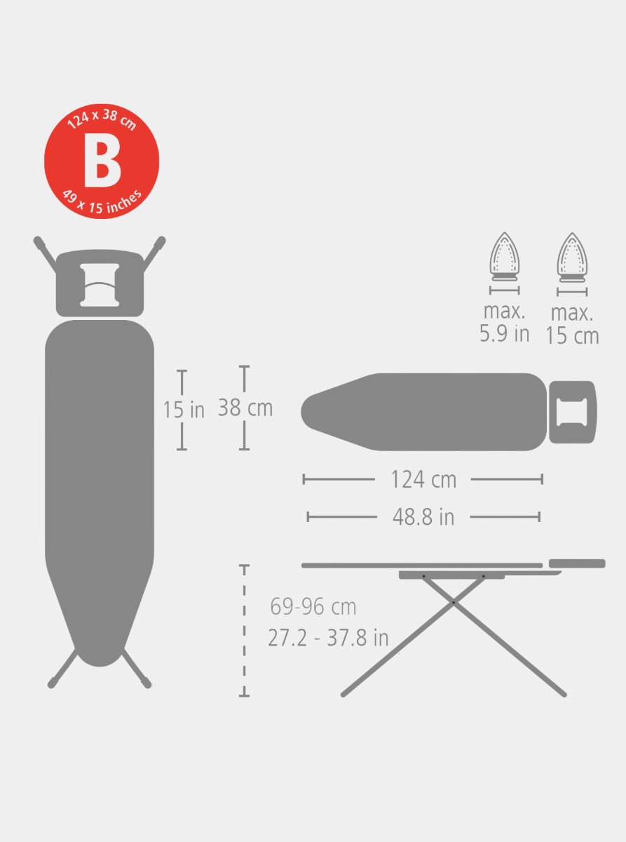 Strijkplank B 124 x 38 cm, voor stoomstrijkijzer -  Lilac Waves