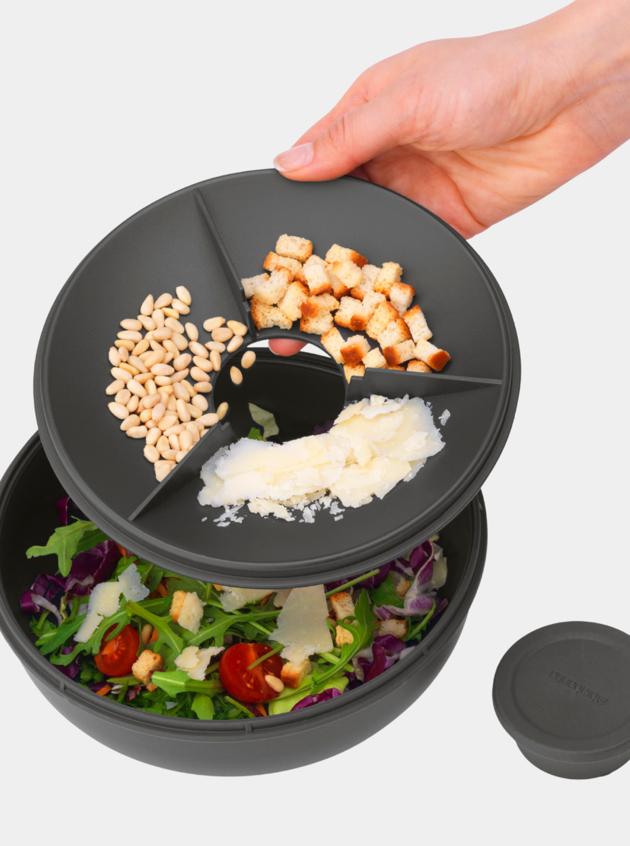 Make & Take Salat Lunch Set Make & Take Salatschüssel mit 3-teiligem Besteckset – Dark Grey