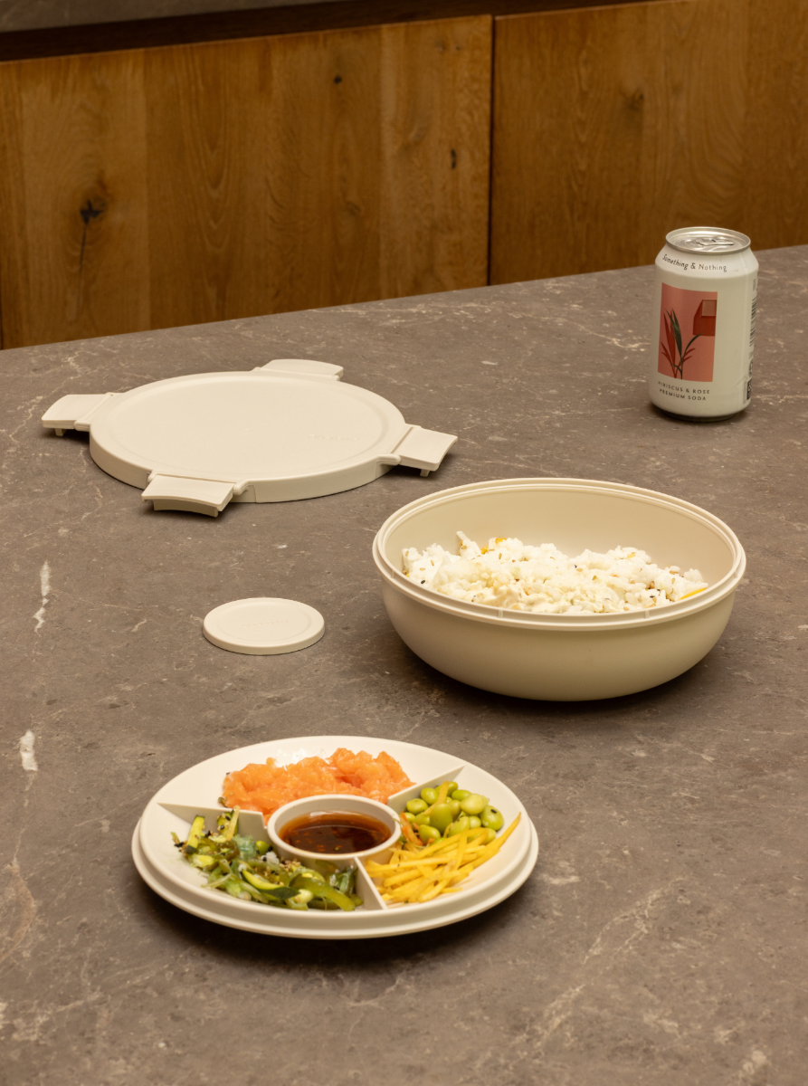 Make & Take  Boîte à salade Ronde 1.3L, Plastique - Soft Beige