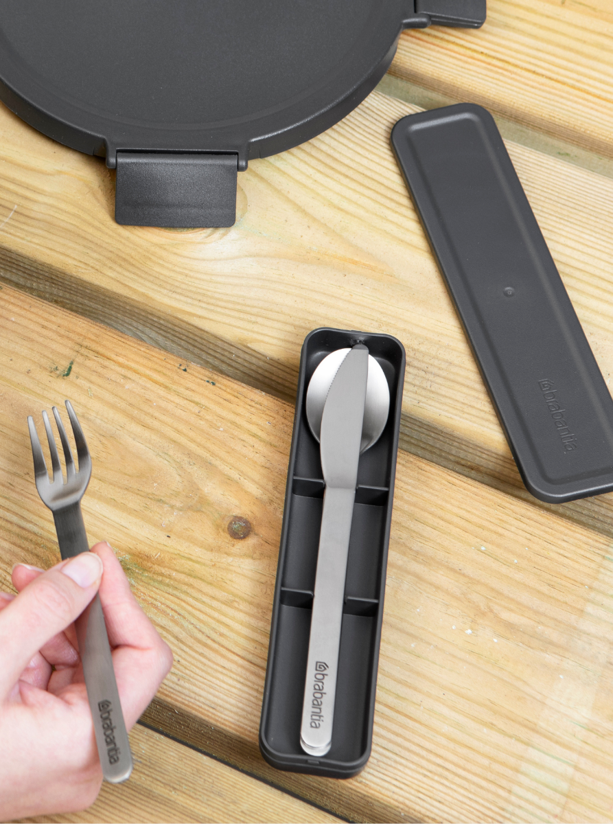 Make & Take Salat Lunch Set Make & Take Salatschüssel mit 3-teiligem Besteckset – Dark Grey