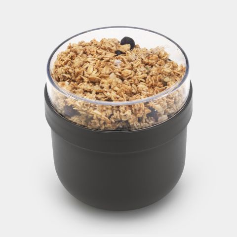 Make & Take Ontbijt- en Lunchset 3-delig, kunststof (waterfles met zeef, ontbijtkom 0,5 liter, lunchbox medium) - Dark Grey