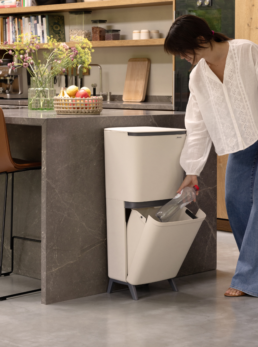 SortUp Recycle Bin Hi 20+25 litre - Soft Beige