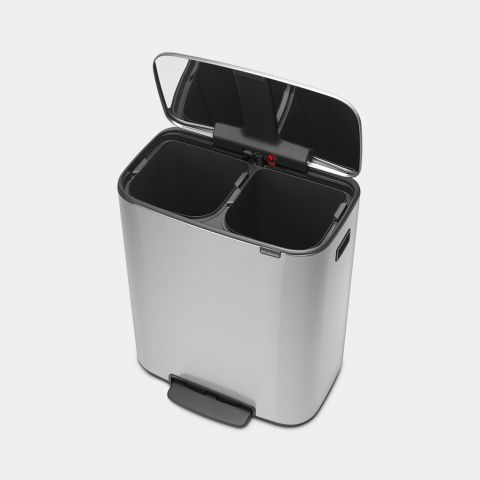 Bo Pedal Bin 2 x 30 litre - Matt Steel Fingerprint Proof