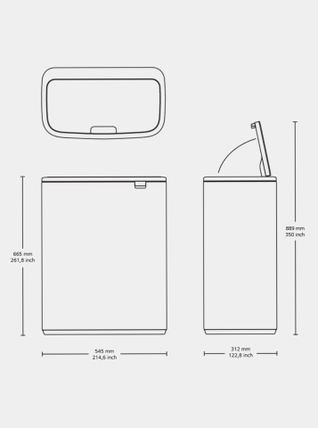 Pattumiera a pedale Bo 2 x 30 litri - Matt Black