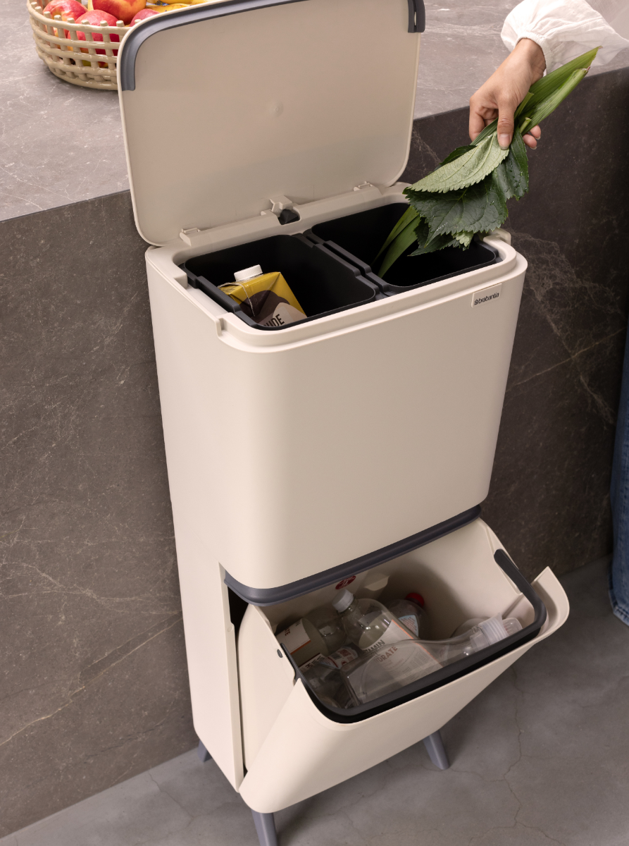 Pattumiera per il riciclo SortUp Hi 10+10+25 litri - Soft Beige