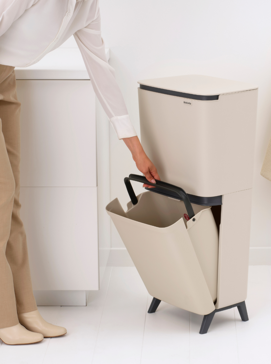Pattumiera per il riciclo SortUp Hi 10+10+25 litri - Soft Beige