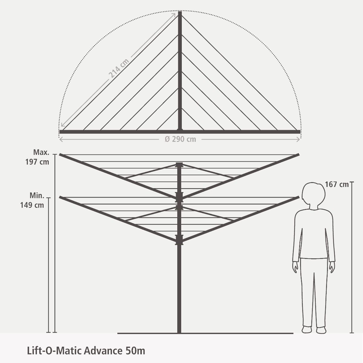 Rotary dryer Lift-o-Matic Advance With Free HangOn Drying Rack 15m