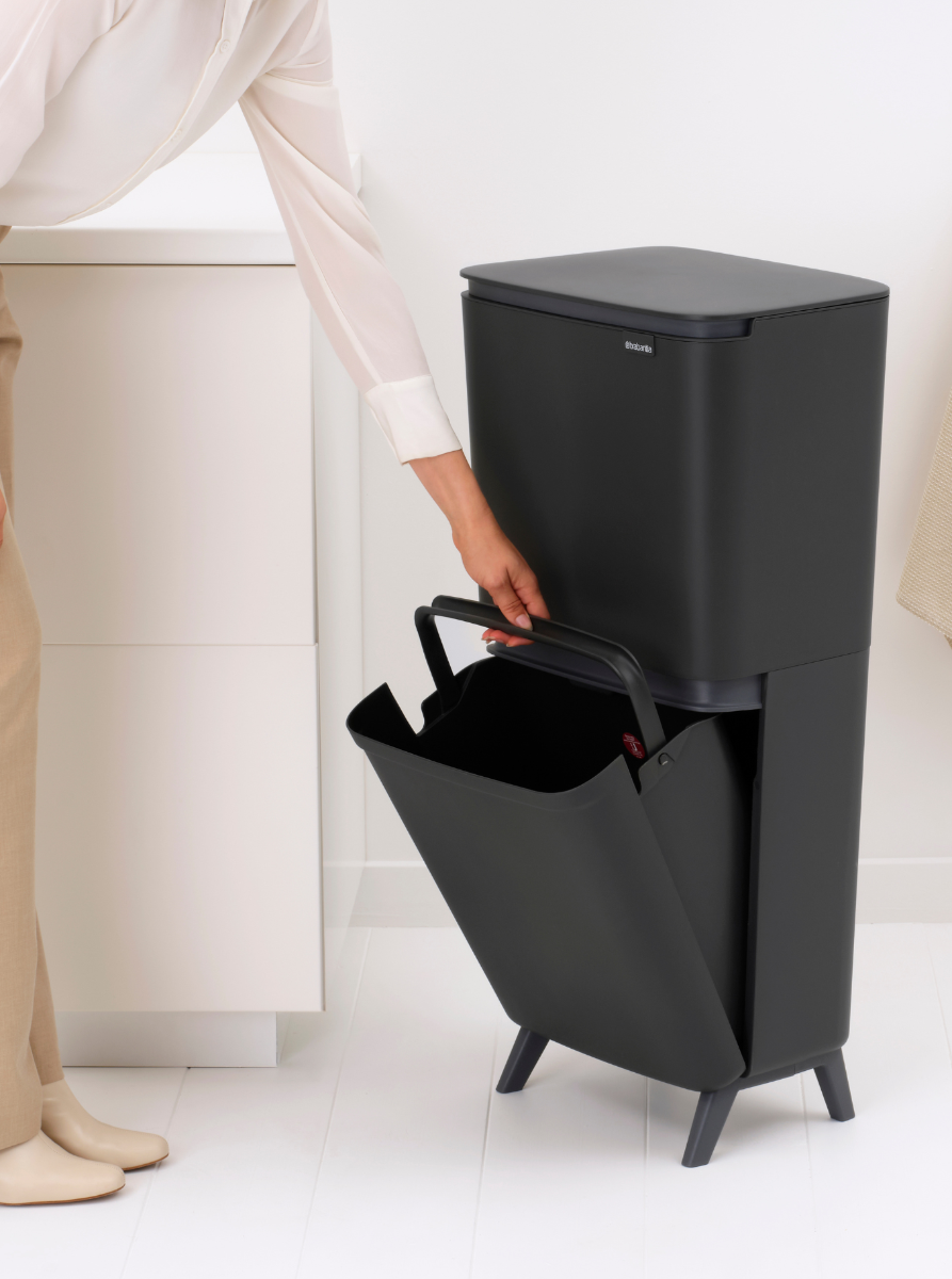 SortUp Recycle Trash Can Hi 5.3 + 6.6 gallon (20 + 25 liter) - Dark Grey