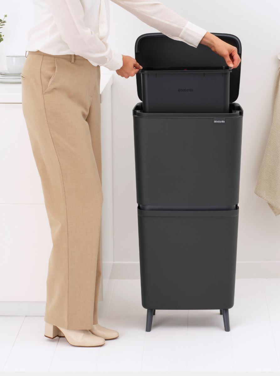 SortUp Recycle Trash Can Hi 5.3 + 6.6 gallon (20 + 25 liter) - Dark Grey
