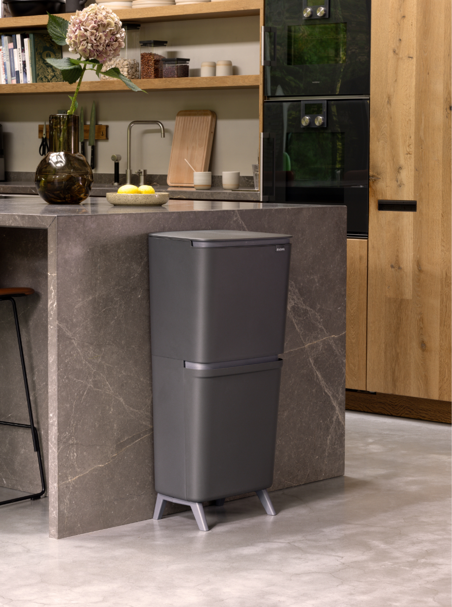 SortUp Recycle Trash Can Hi 5.3 + 6.6 gallon (20 + 25 liter) - Dark Grey