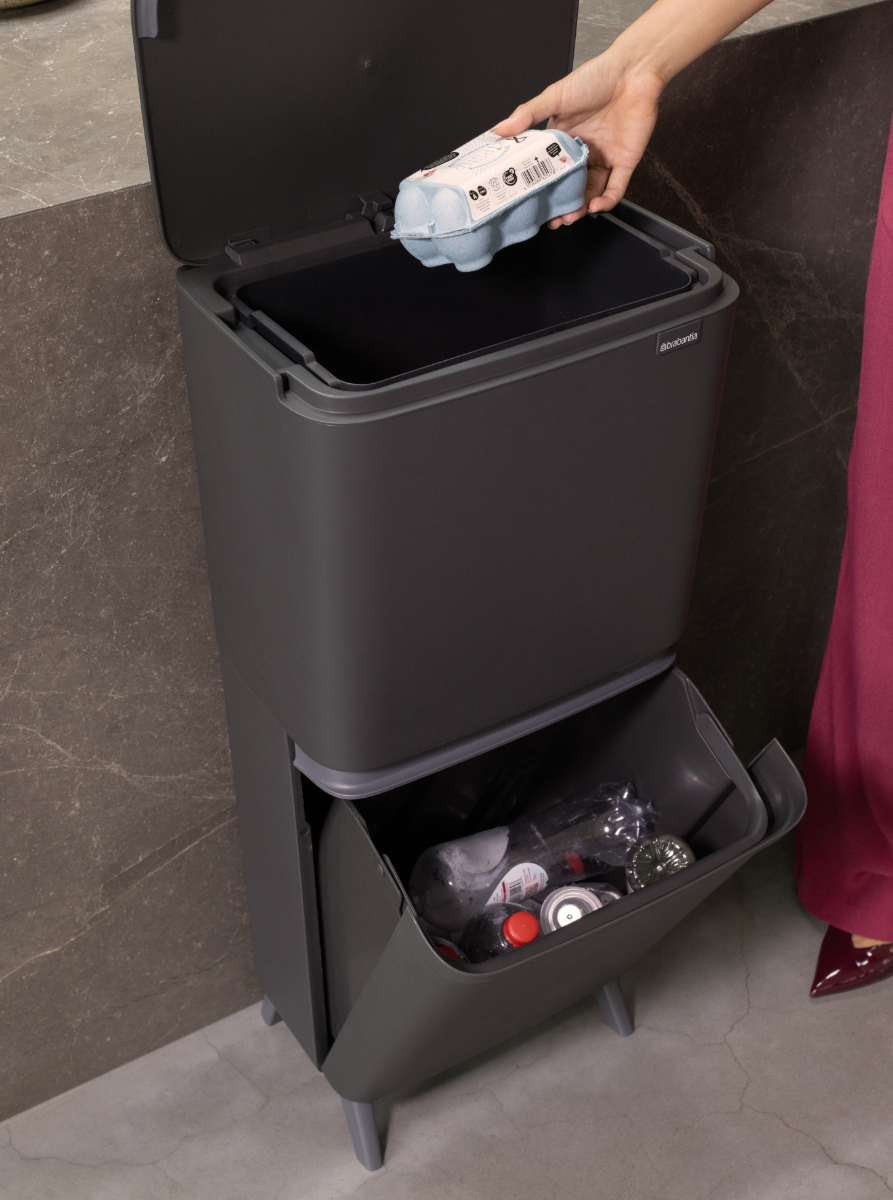 SortUp Recycle Trash Can Hi 5.3 + 6.6 gallon (20 + 25 liter) - Dark Grey