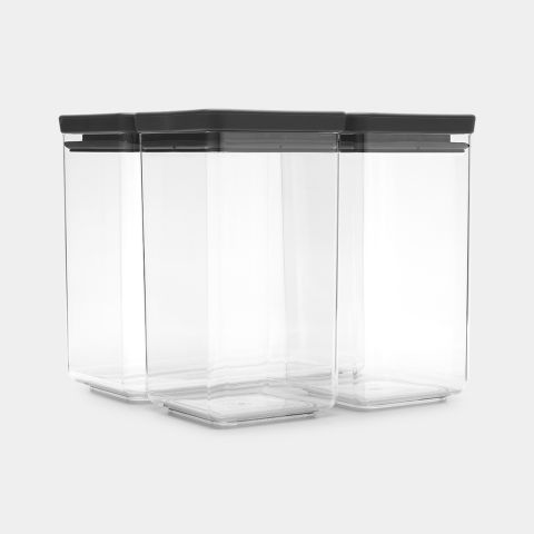 Voorraadbus, Stapelbaar Set van 3 - 1,6 & 3,5 liter - Tasty+ - Dark Grey