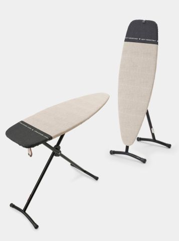 Deska do prasowania żelazkiem i generatorem pary D 135 × 45 cm, odporna na wysoką temperaturę strefa parkowania – Denim Grey