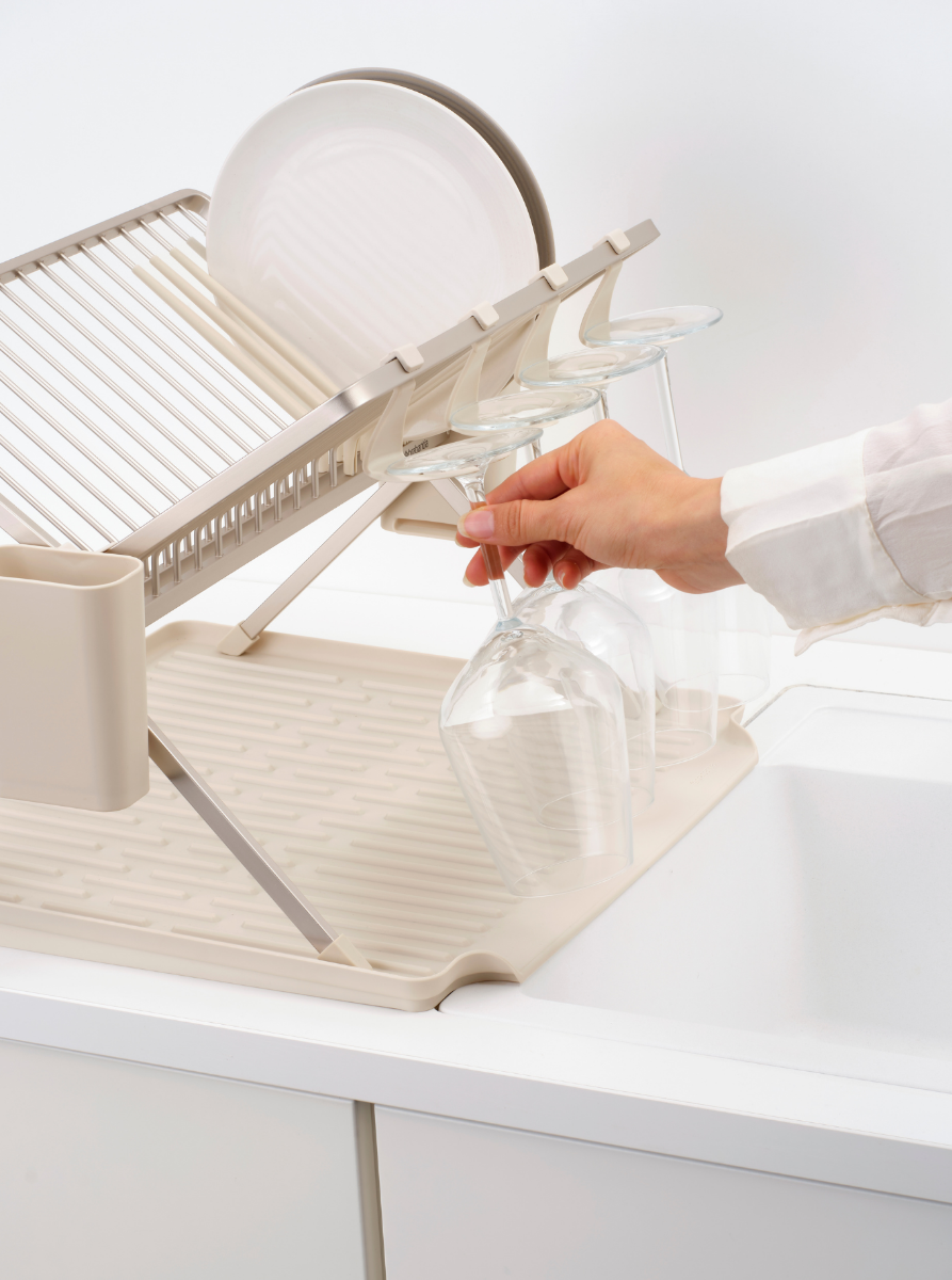 Foldable Dish Drying Rack SinkSide, Large - Soft Beige