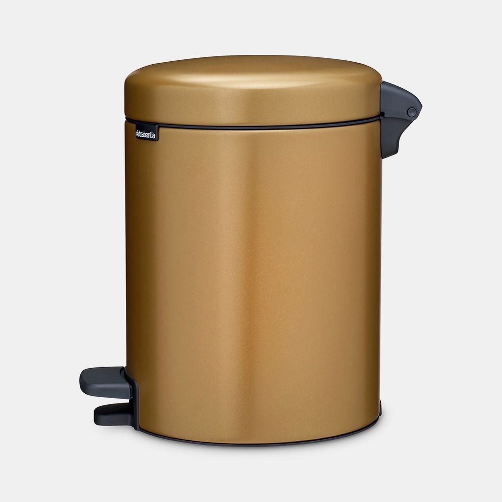 NewIcon Step on Trash Can 1.3 gallon (5 liter) - Warm Brass
