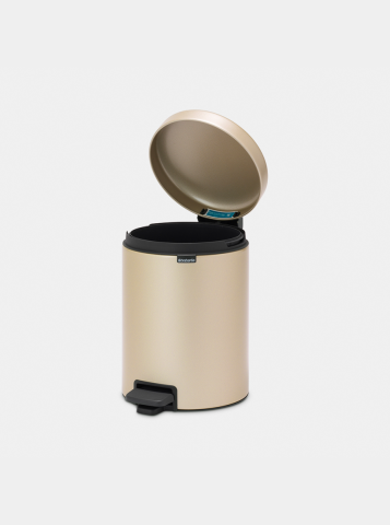 NewIcon Step on Trash Can 1.3 gallon (5 liter) - Metallic Gold