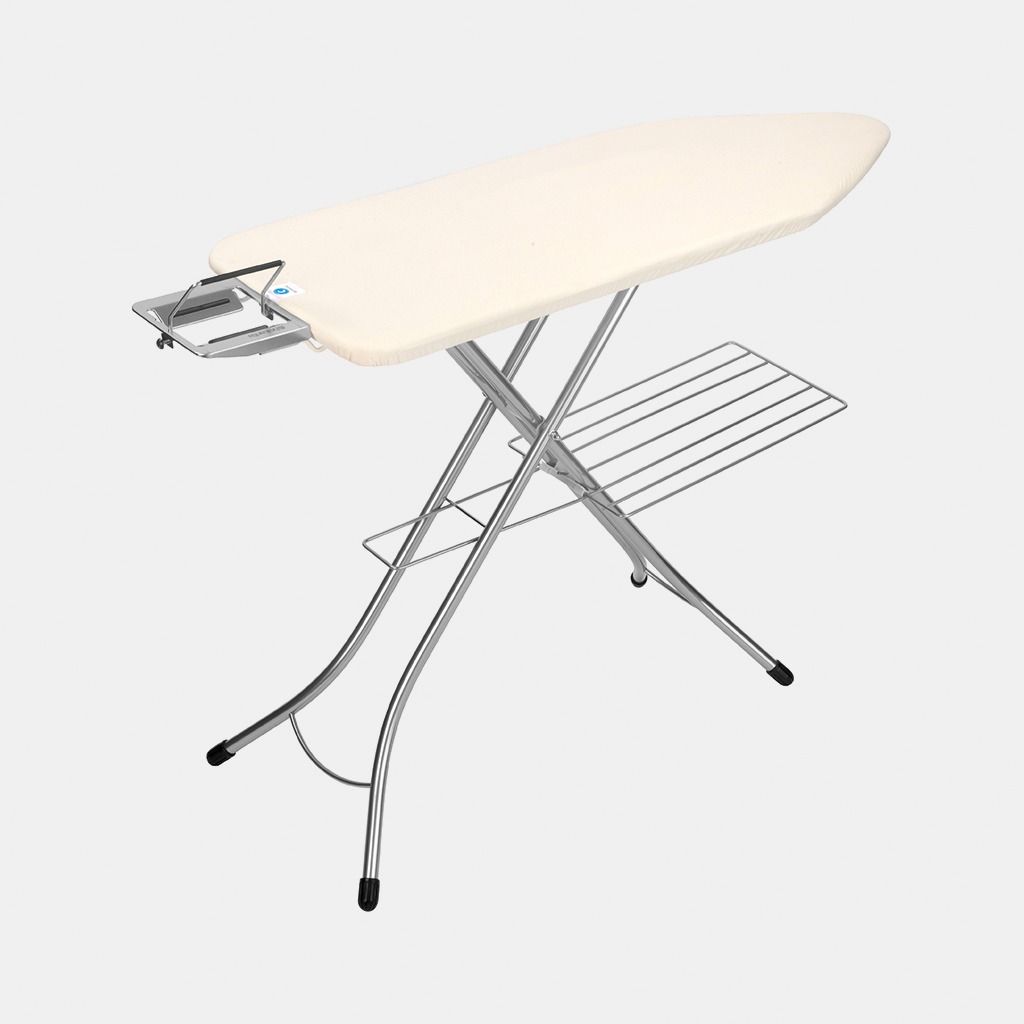 Table à repasser taille C 124 x 45 cm, pour fer vapeur, avec repose-linge - Ecru, Coton equitable