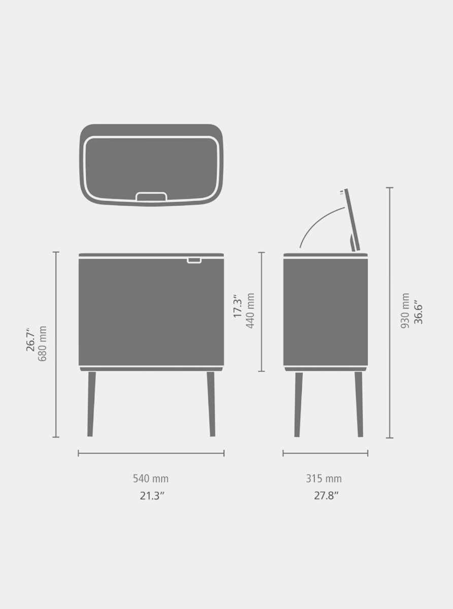 Bo Touch Bin 36 Liter - Soft Grey