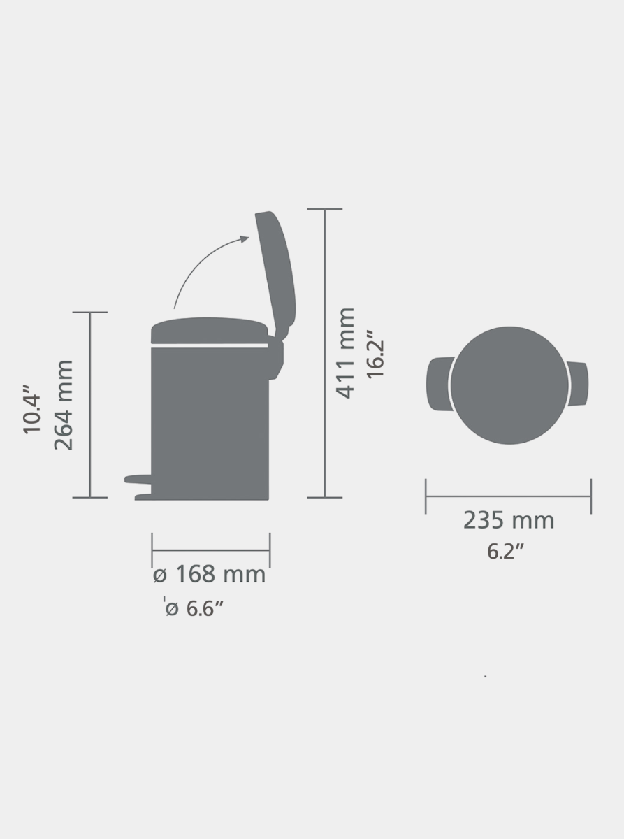 NewIcon Pedaalemmer 3 liter - Soft Grey