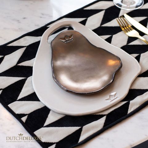 Plato para Aperitivos / Soporte para Cuchara, 4 piezas Platino Mate