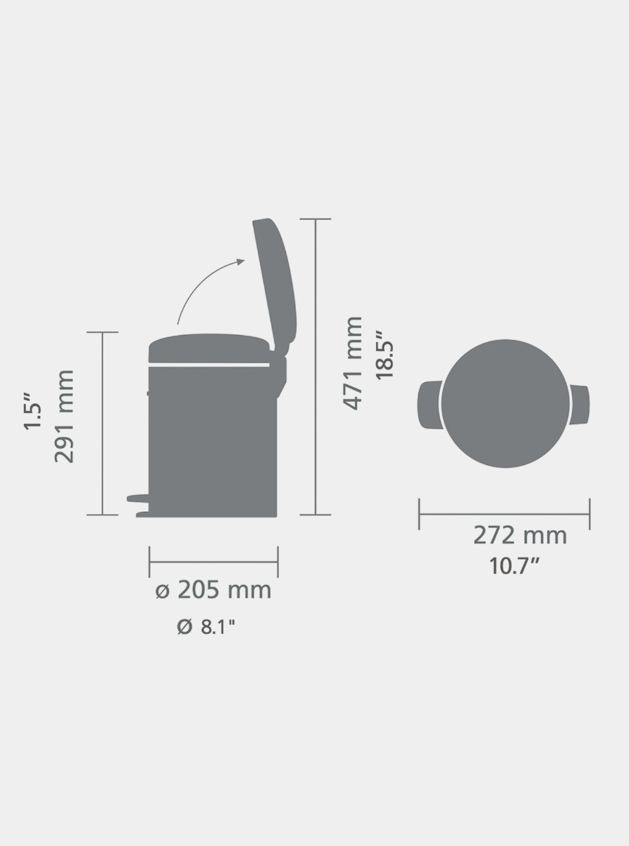NewIcon Step on Trash Can 1.3 gallon (5 liter) - Warm Brass