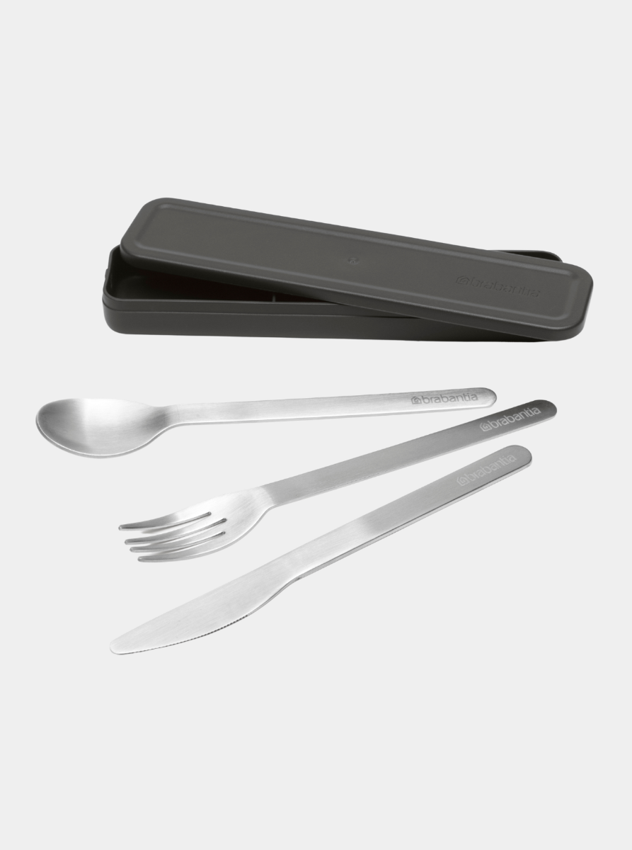 Make & Take Salat Lunch Set Make & Take Salatschüssel mit 3-teiligem Besteckset – Dark Grey