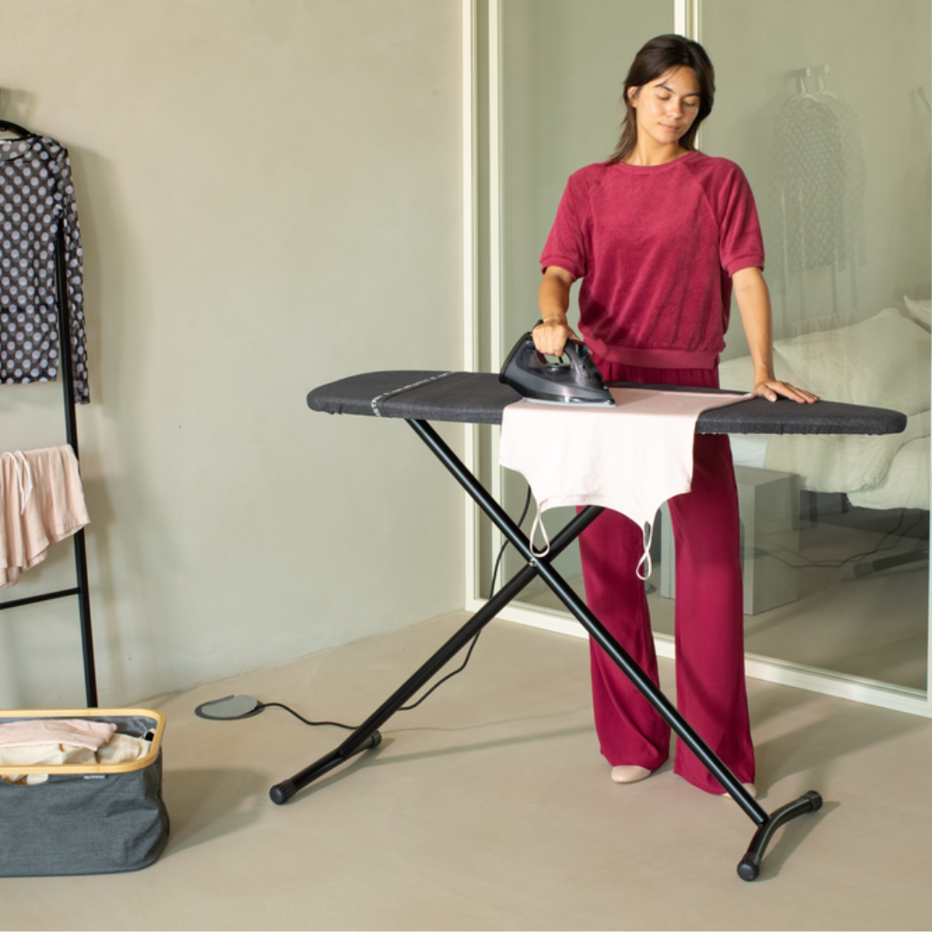 Ironing Board D 53.1 x 17.7 inches (135 x 45 cm), for Steam Iron & Generator - Denim Black, Fairtrade cotton
