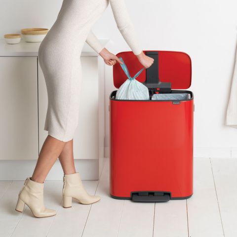 Bo Pedal Bin 2 x 30 litre - Passion Red