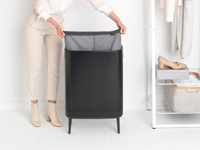 Bo Laundry Bin Hi 2 x 45 litre - Matt Black