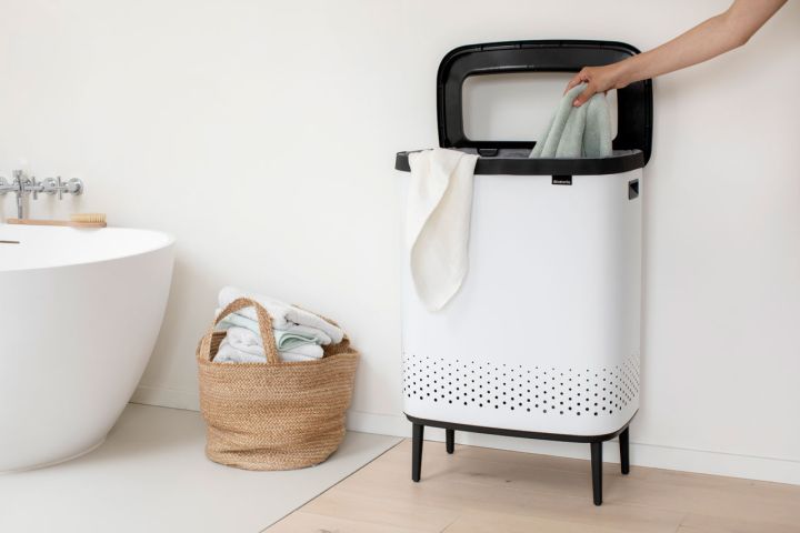 Bo Laundry Bin Hi 2 x 45 litre - White