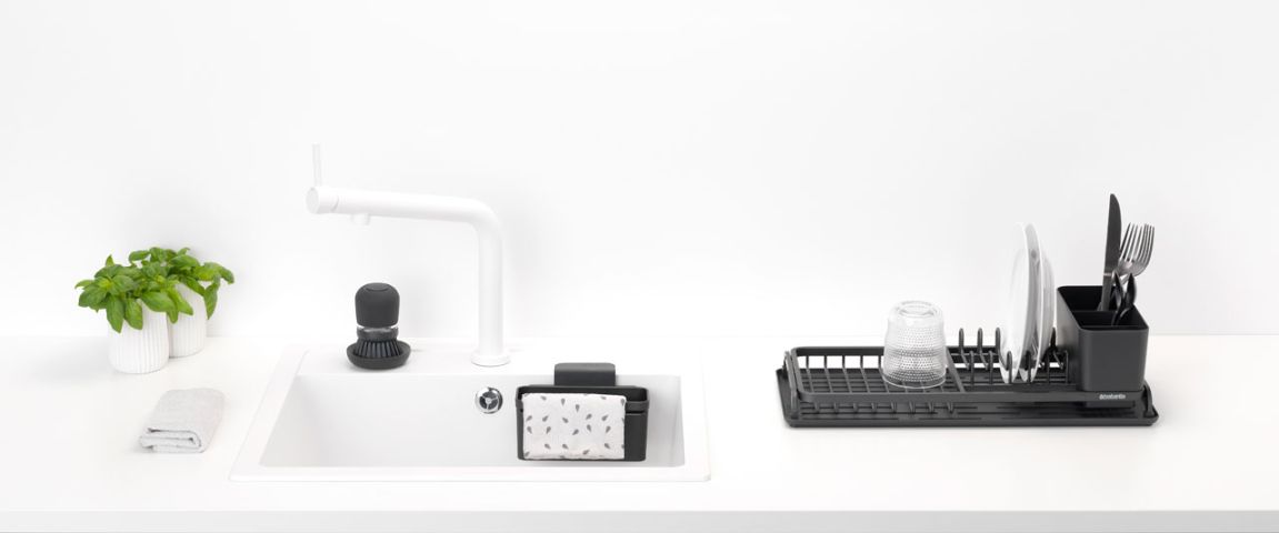 Dish Washing Set SinkSide, Set of 4 - Dark & Light Grey