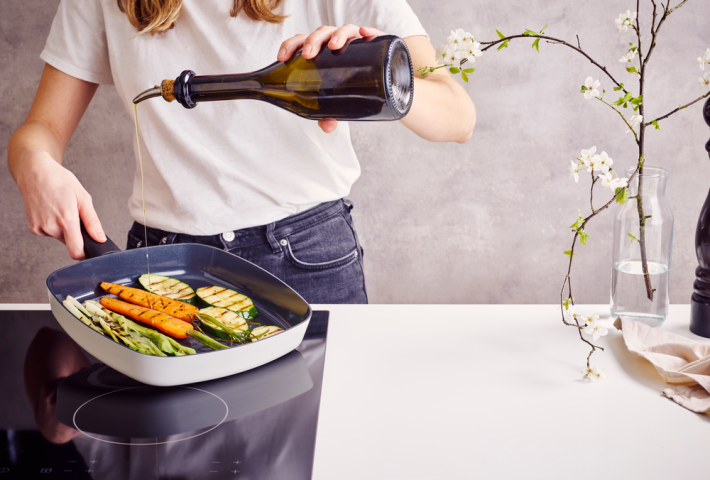 Indu+ Grillpan 26 cm, anti-aanbaklaag - Light Grey