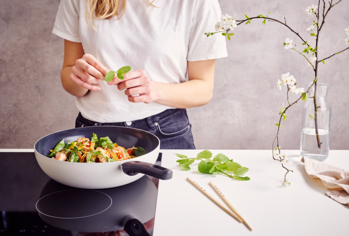 Indu+ Wokpan 28 cm, anti-aanbaklaag - Light Grey