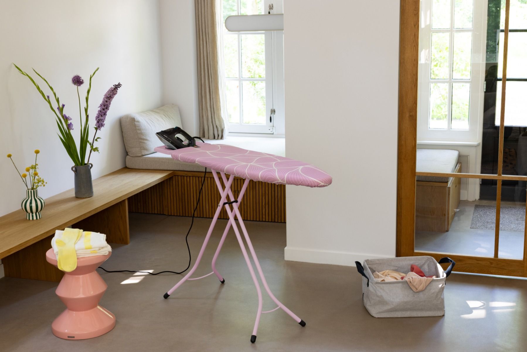 Table à repasser taille B 124 x 38 cm, pour fer vapeur - Lilac Waves, Fairtrade cotton