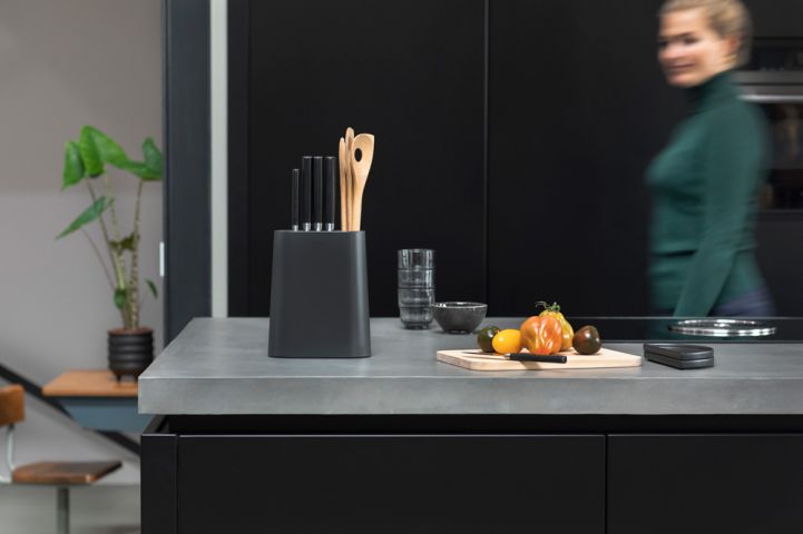 Bloc à couteaux avec porte-ustensiles Dark Grey