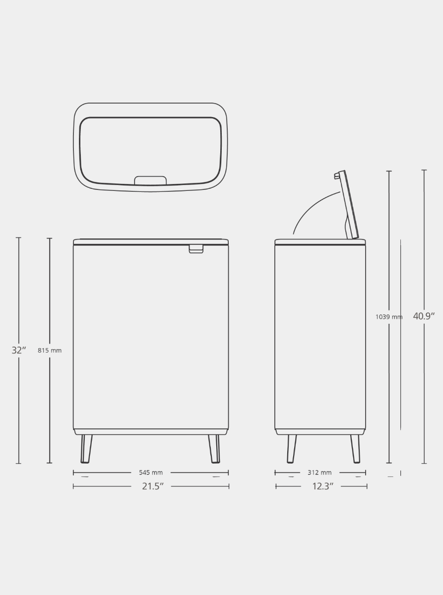 Bo Touch Bin Hi 2 x 30 litre - Soft Beige