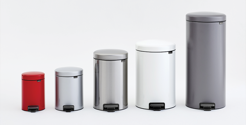 NewIcon Step on Trash Can 0.8 gallon (3 liter) - Mineral Concrete Gray