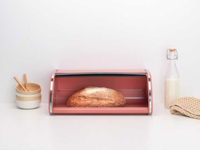 Roll Top Bread Bin Terracotta Pink