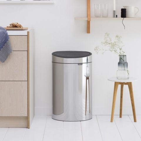 Touch Bin New 40 litres - Brilliant Steel