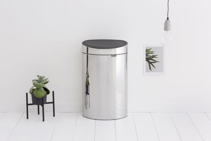 Touch Bin New 40 litre - Brilliant Steel