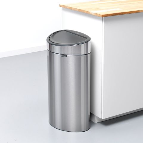 Touch Bin New 40 litre - Matt Steel Fingerprint Proof
