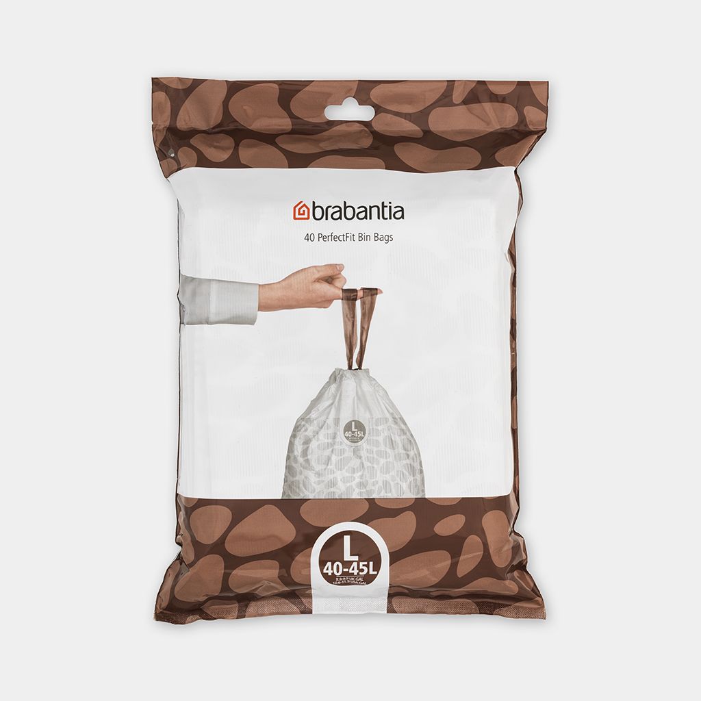 Sacs poubelle PerfectFit Pour FlatBack+ & StepUp, Code L (45 litres), Distributeur 40 sacs