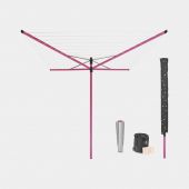 Stendibiancheria a ombrello Lift-O-Matic 50 metri, con picchetto, custodia e porta mollette, Ø 45 mm - Spring Pink
