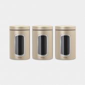 Window Canisters Set of 3, 1.4 litre - Metallic Gold