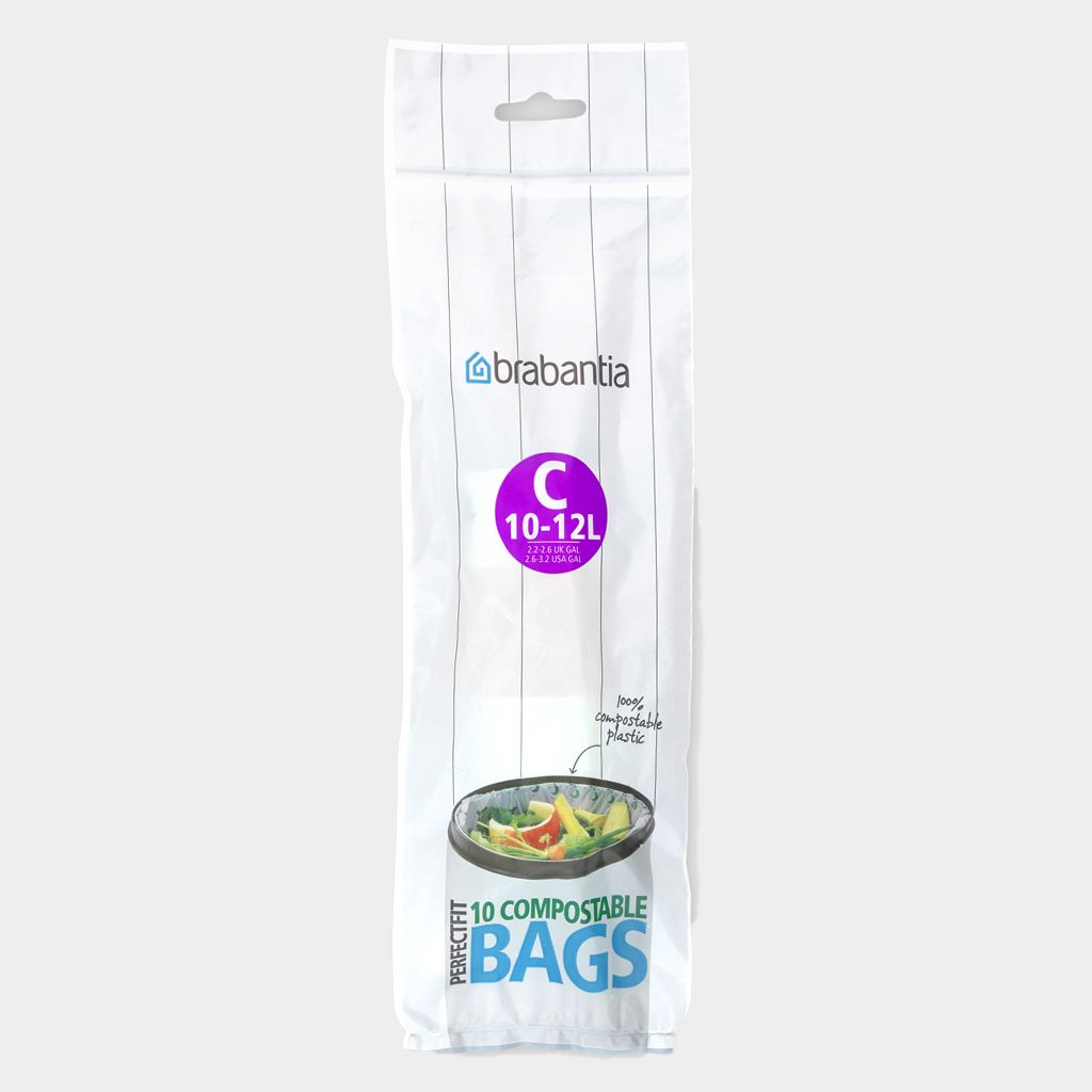 Bolsas PerfectFit biodegradables código C (10-12 litros), rollo de 10 bolsas