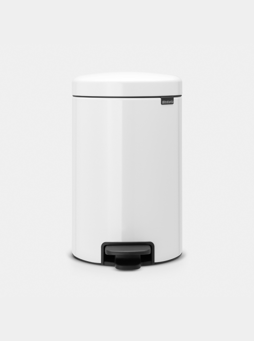 NewIcon Step on Trash Can 3.2 gallon (12 liter) - White | Brabantia