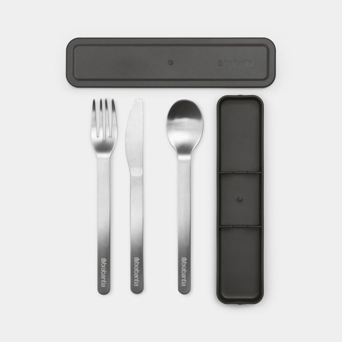 Set posate essenziali da viaggio con scatola portaoggetti forchetta cucchiaio ba