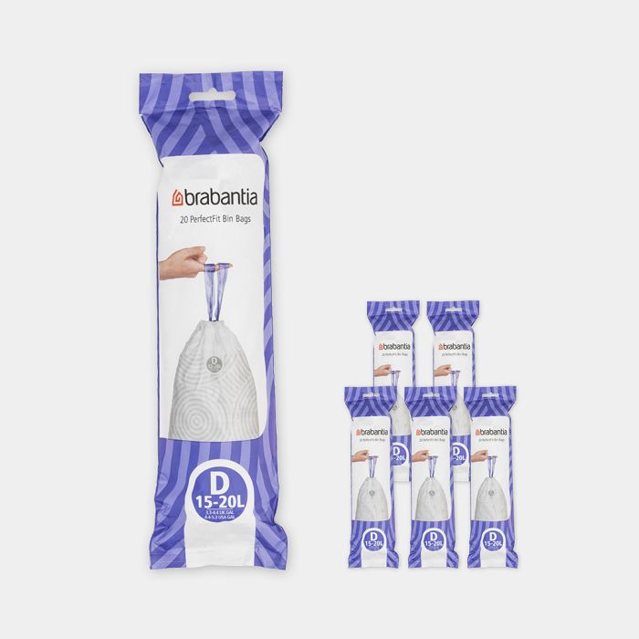 PerfectFitTrashBagsCodeD,4-5.3gallon(15-20liter)(Multipackof120Bags)