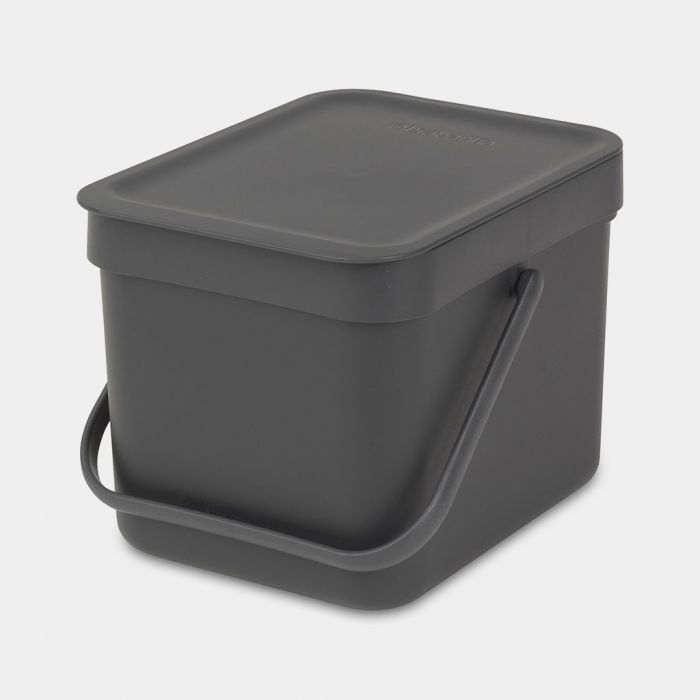 Brabantia Sort & Go - Cubo de basura de cocina (6.6 galones / verde abeto)  apilable con asa y tapa extraíble, fácil de limpiar, bolsas PerfectFit